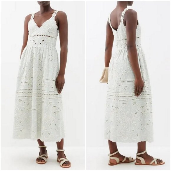 💕SEA NEW YORK💕 Blaire Eyelet Sleeveless Midi Dress ~ Blue 12 NWT - Picture 7 of 16